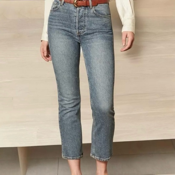 Boyish The Brady High Rise Crop Flare Blue Jeans